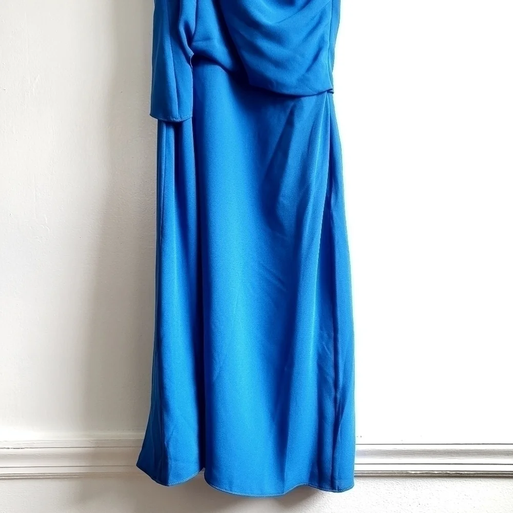 New Halston Braided Strap One-Shoulder Silky Georgette Dress NWT Size 4